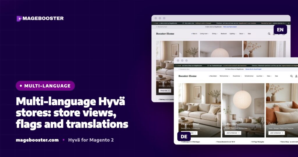 Meertalige Hyvä-webshops: store views, vlaggen en vertalingen